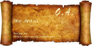 Ohr Antal névjegykártya